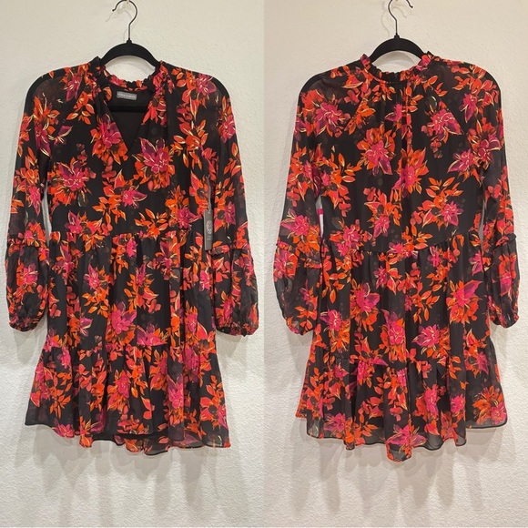 Vince Camuto Dresses & Skirts - Size S - Vince Camuto‎ Women's Split-Neck Long-Sleeve Babydoll Dress